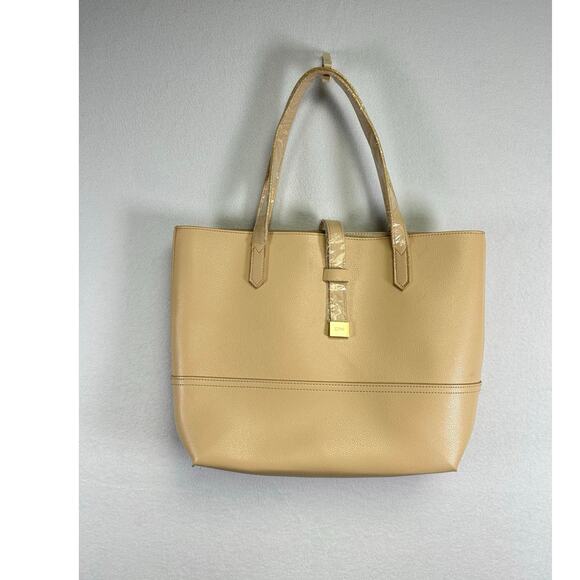 Donna Karan Cashmere Mist DK Logo Tote Bag Cream New - Picture 1 of 9